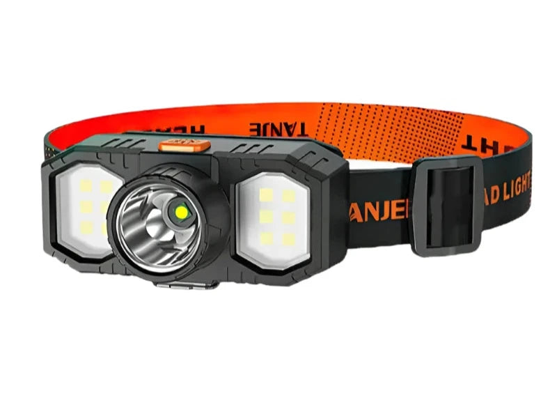 Portable LED Headlamp COB Strong Light Headworn Flashlight Built-in 18650 Battery USB Charging Outdoor Camping Headlight-WAYBIKER