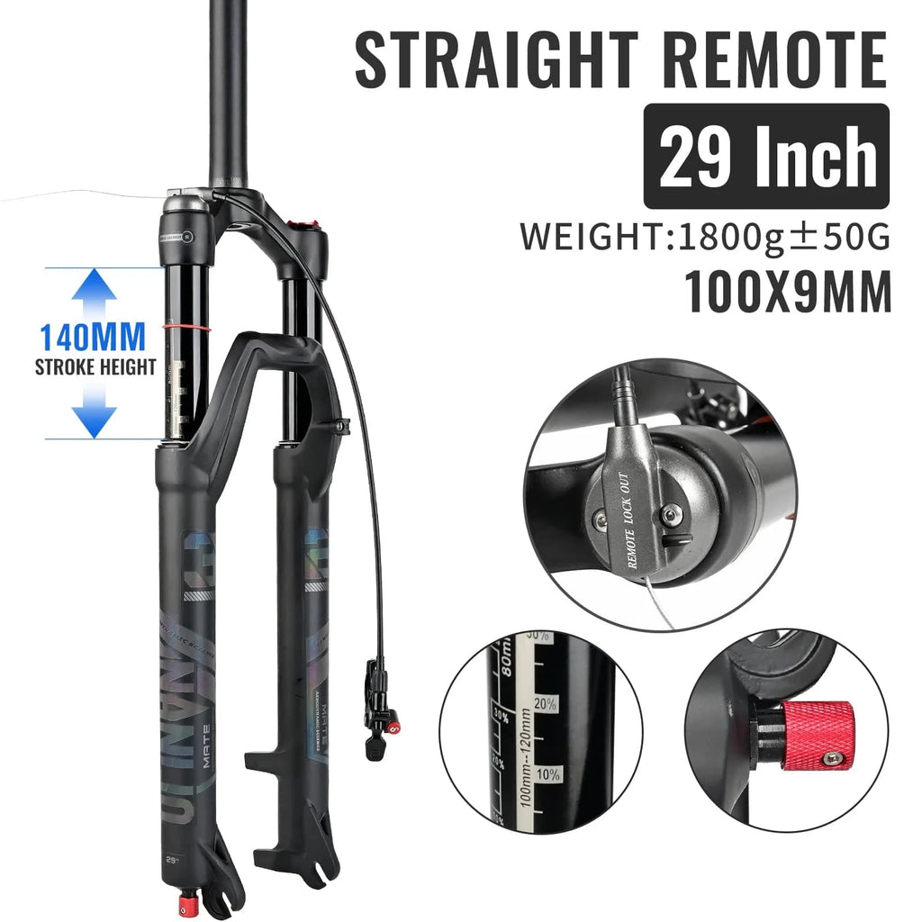 Straight Tube Bicycle Suspension Forks 29 Inch MTB Air Fork Rebound Adjustment Mountain Bike Fork-WAYBIKER