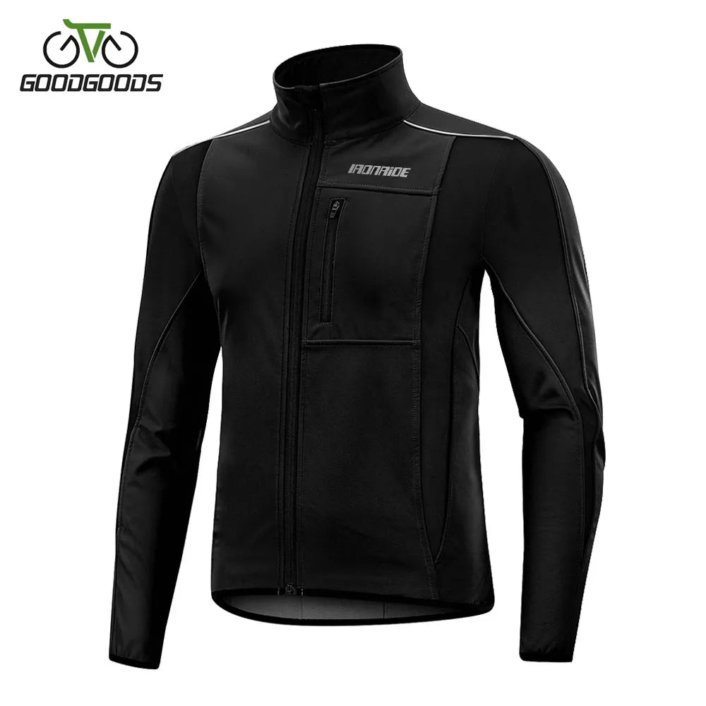 Winter Thermal Fleece Cycling Jacket MTB Bicycle Jacket Autumn Windproof Reflective Riding Jersey Windbreakers Coat-WAYBIKER