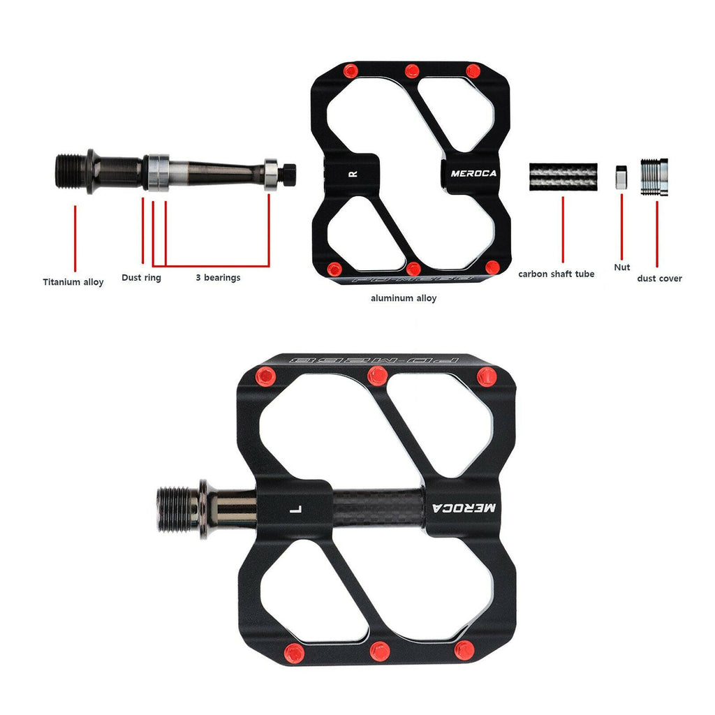 meroca pedals MEROCA Bicycle Pedal 3 Bearing Non-Slip Mtb Pedals Sealed Three Bearin