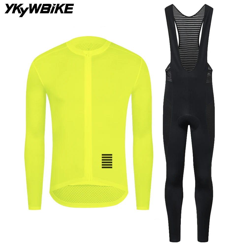 YKYWBIKE Men's Cycling Sets Long Sleeve Long Bib Pants  Bicycle Clothes Man Cycling Maillot Road Bike Kit Cycling Clothing-WAYBIKER