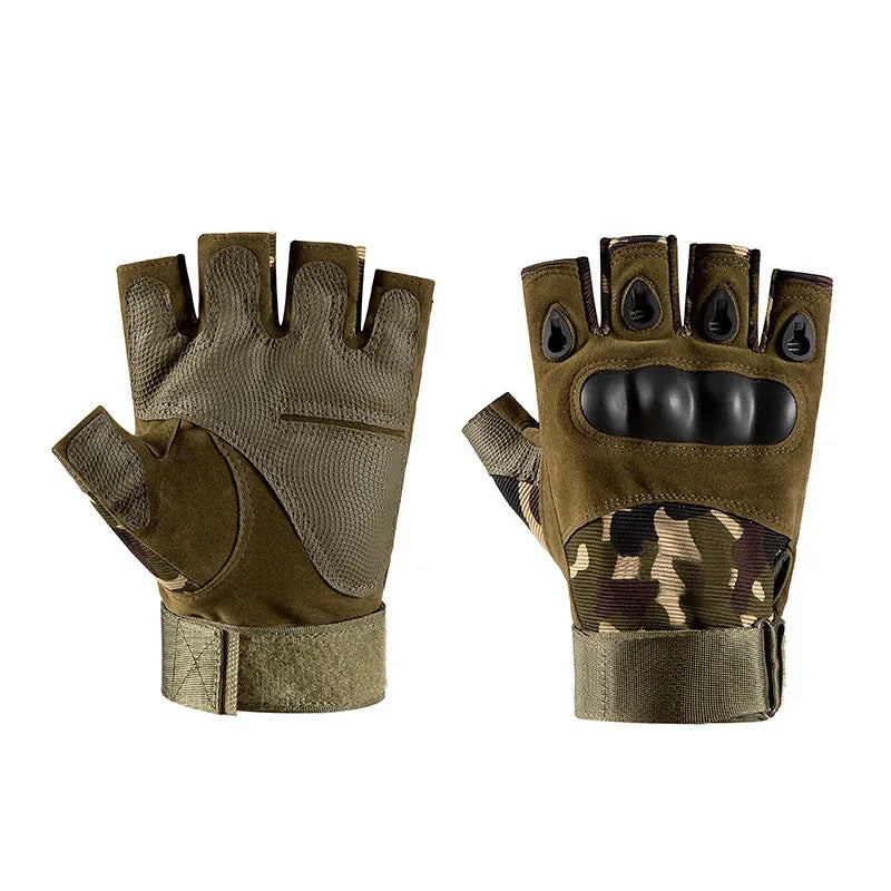 Fingerless Men's Gloves Hard Knuckle Military Tactical Gloves Outdoor Sports Hunting Airsoft Motorcycle Cycling Glove HalfFinger-WAYBIKER