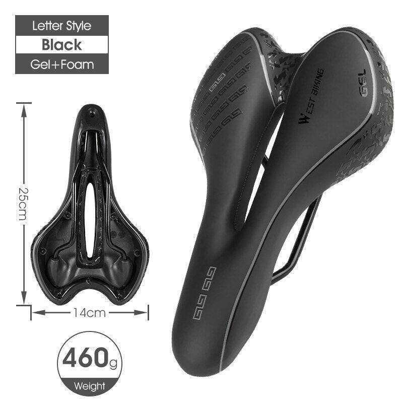 WEST BIKING Bike Saddle MTB Mountain Road Bicycle Seat PU Leather Gel Painless Cycling Cushion BMX Comfortable Shockproof Parts-WAYBIKER