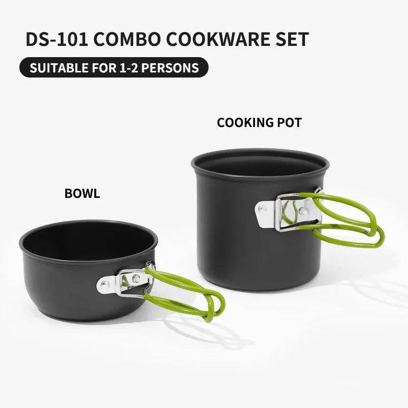 Ultralight Camping Cooking Utensils Outdoor Tableware Pot Set Hiking Picnic Travel Tourist Dishes Supplies Equipment-WAYBIKER