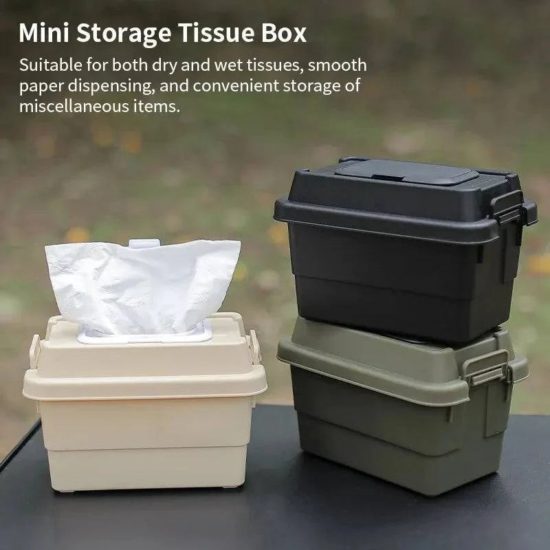 Outdoor Desktop Multifunctional Paper Drawer Storage Box Tissue Box Miscellaneous Bin Storage Box Camping Seasoning Bottle-WAYBIKER
