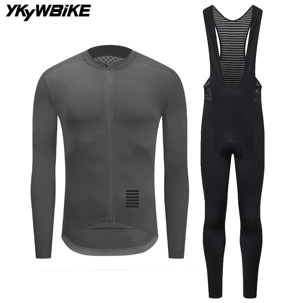 YKYWBIKE Men's Cycling Sets Long Sleeve Long Bib Pants  Bicycle Clothes Man Cycling Maillot Road Bike Kit Cycling Clothing-WAYBIKER