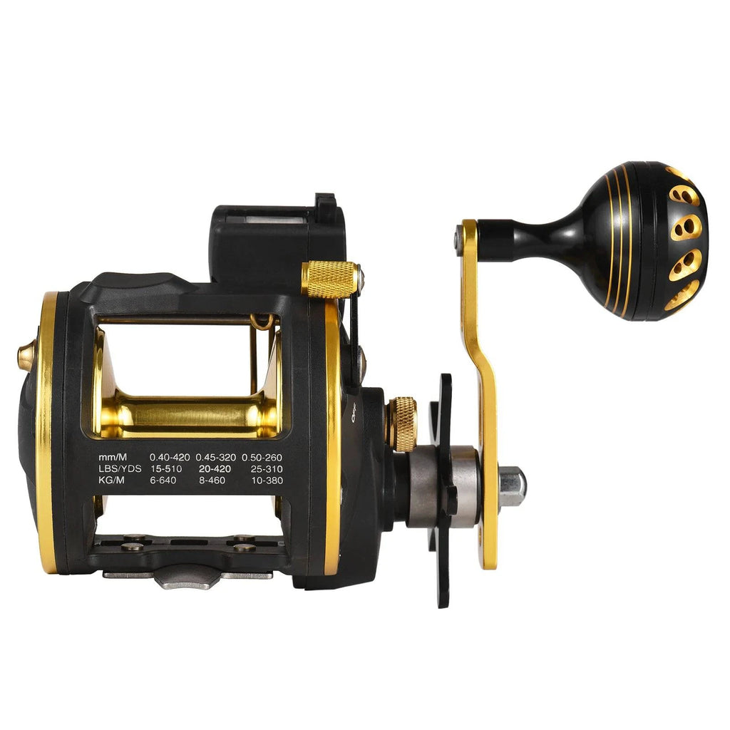 Fishing Reel Line Counter Reel 6+1 Ball Bearings Left/Right Ice Fishing Reel Gear Radio 4.1:1 with Digital Display-WAYBIKER