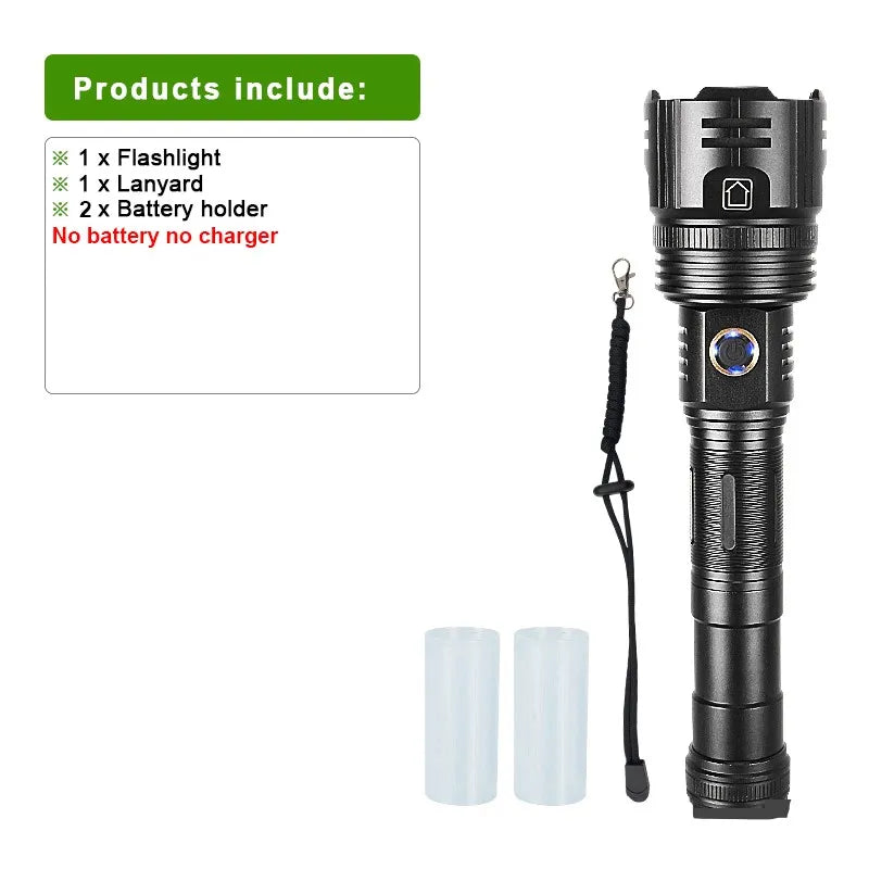 2023 Newest Most Powerful LED Flashlight 80 Watts USB Rechargeable Torch Light High Power Flashlight Tactical Lantern Hand Lamps-WAYBIKER