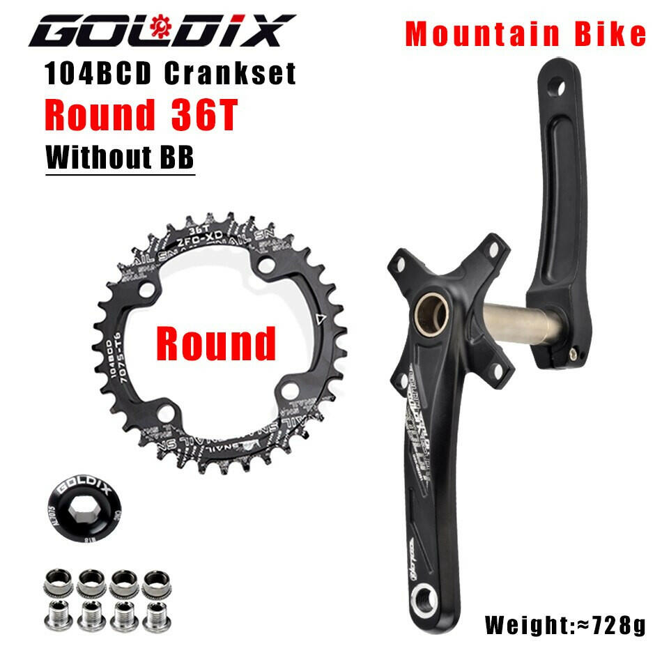 GOLDIX 104BCD Wide and narrow teeth bicycle crankset 170/175mm crank Round/Oval chain ring 32T/34T/36T/38T Bicycle crankset-WAYBIKER