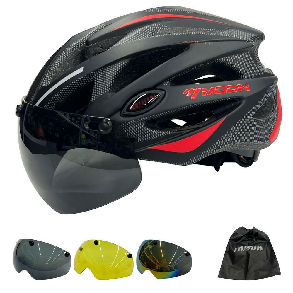 MOON Integrally-Molded Cycling Helmet Racing Ultralight Bicycle Helmet Men Women Motorcycle Bike Helmet with Magnetic Glasses-WAYBIKER
