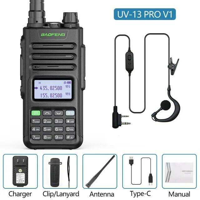 Baofeng UV-13 PRO Ham Radio 16 KM Long Range Distance Dual Band 999 Channel Type-C Charging Walkie Talkie Upgrade UV-5R UV-10R-WAYBIKER