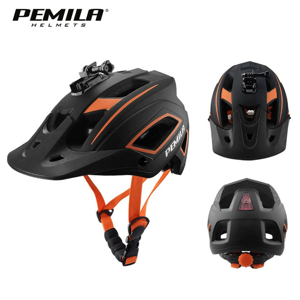 PEMILA Men MTB Bicycle Helmet Bike Safely Cap Ultra-lightweight Mountain Road Cycling Sports Riding Helmets With LED Tail light-WAYBIKER
