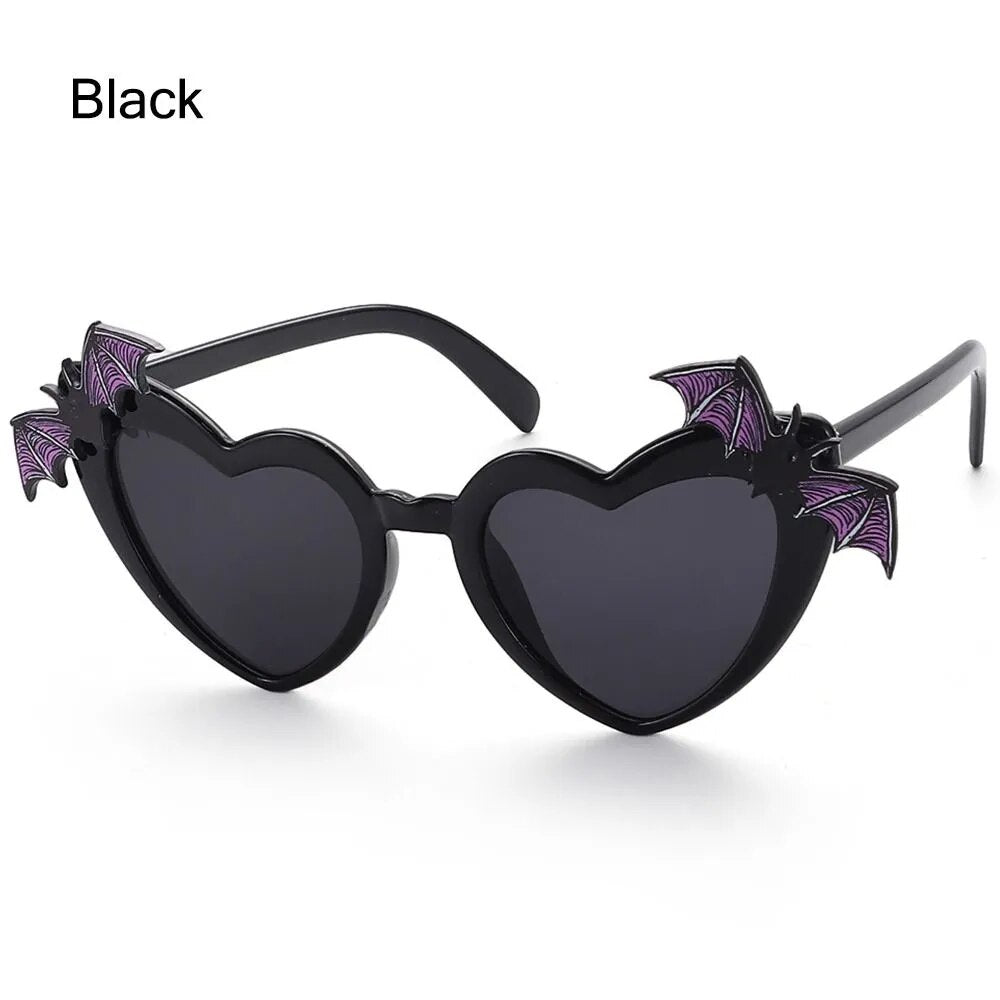 Novelty Halloween Costume Glasses Heart Shaped Bat Wings Decor Sunglasses Women Trendy Sun Glasses Disco Party DecorationEyewear-WAYBIKER