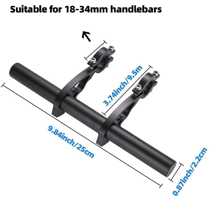 25cm Bicycle Handlebar Extended Bracket Bike Mount Bar Computer Holder Support Rack Alloy Stand Double Frame Bicycle Clip-WAYBIKER