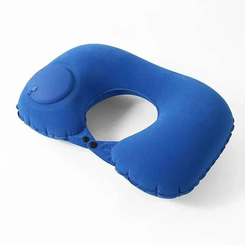U Shape Neck Cushion Automatic Air Inflatable Pillow Compress Ring Pillow For Airplane Car Outdoor Travel-WAYBIKER