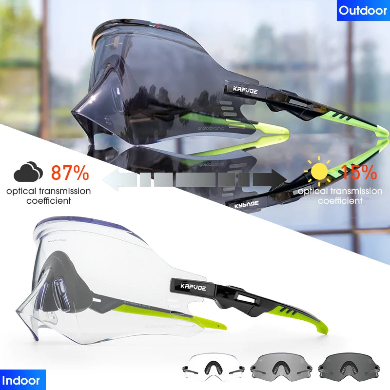 Kapvoe-Photochromic Sports Sunglasses for Man Road MTB Bicycle Glasses Riding Goggle Sports Eyewear Bike Women Cycling Glasses