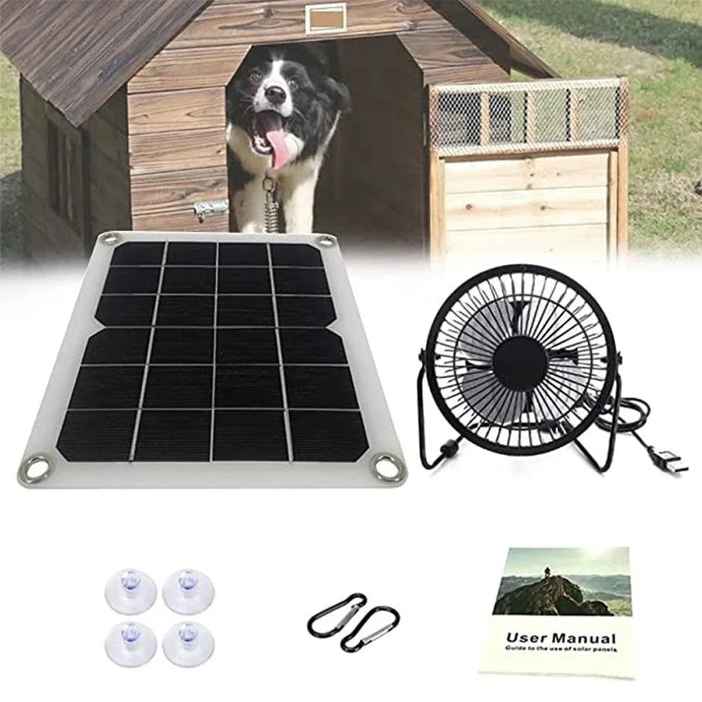 2022 New 5W Dual-USB Solar Powered Fan Set Solar Panel Monocrystalline Silicon Solar Panel Multifunctional Solar Power Recharger-WAYBIKER