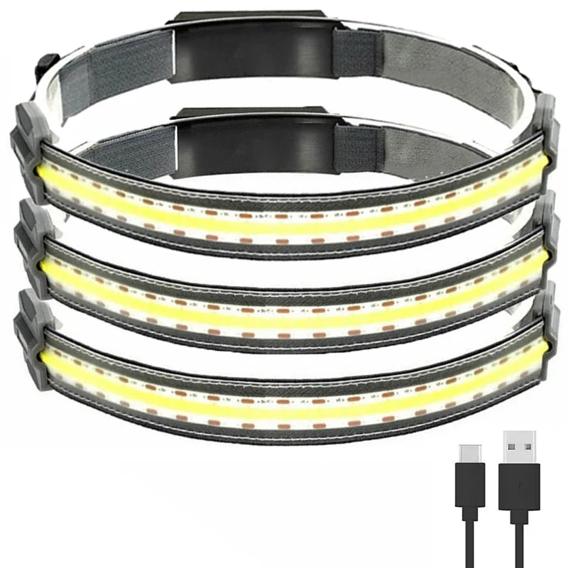 COB Headlamp with Built-in Battery Flashlight for Running USB Rechargeable Torch Headlight Outdoor Head Lamp 3 Lighting Modes-WAYBIKER