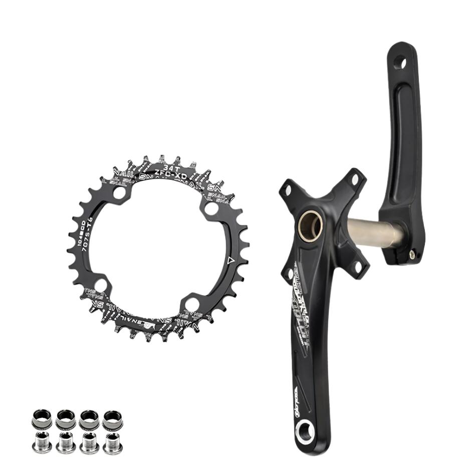 GOLDIX Bicycle Crank Chainring 104BCD MTB Bike Crank Aluminum Alloy with Bottom 170mm Crank Black 32T 34T 36T 38T Plate-WAYBIKER