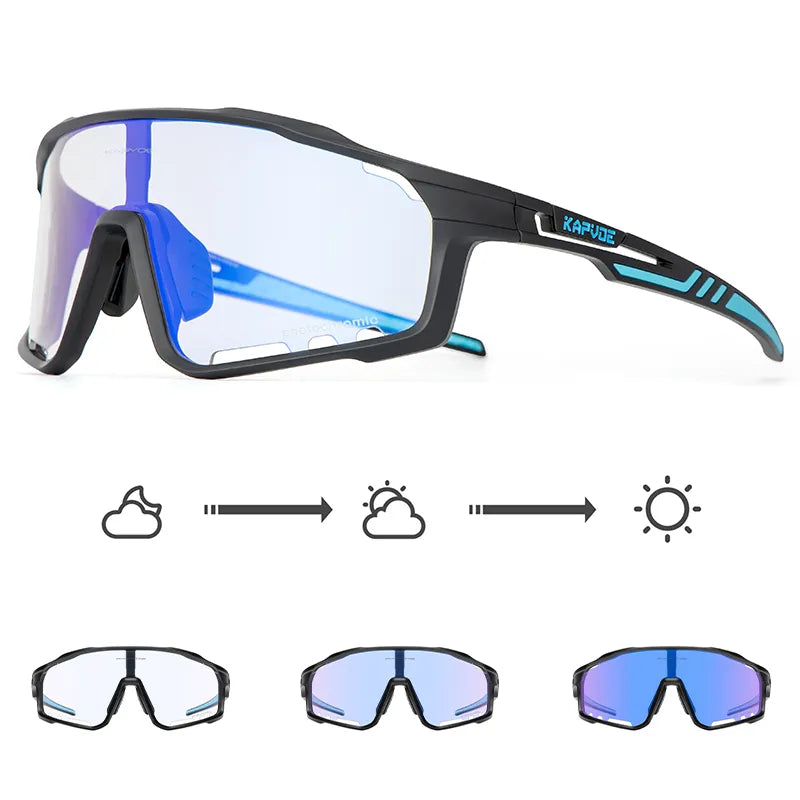 Kapvoe Photochromic Cycling Sunglasses Men Bicycle Cycling Glasses Bike Road Mountain Eyewear Women Outdoor Sport UV400 Goggles-WAYBIKER