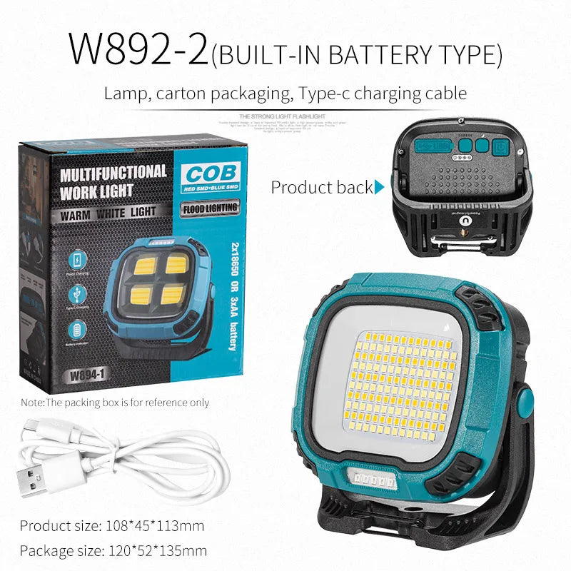 Strong Light COB Flashlight USB Rechargeable Torch Portable Outdoor Power Bank Camping Fishing Emergency Work Lamp With Hook-WAYBIKER
