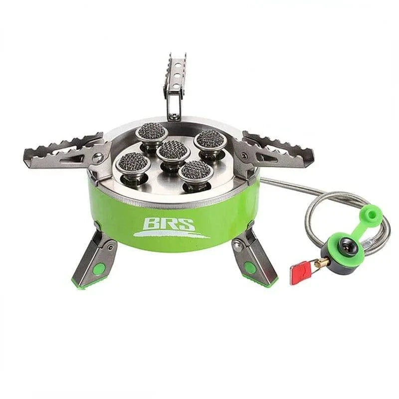 BRS-75 7000W Strong Power Gas Stove for Camping & Barbeque, with Five Burners and Portable Design for Easy Carrying-WAYBIKER
