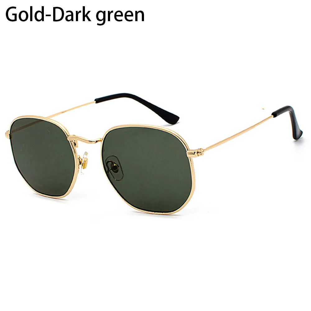 Small Square Sunglasses for Men and Women Polygon Mirrored Lens Sun Glasses Driving Eyewear Fashion Metal Frame Glasses UV400-WAYBIKER