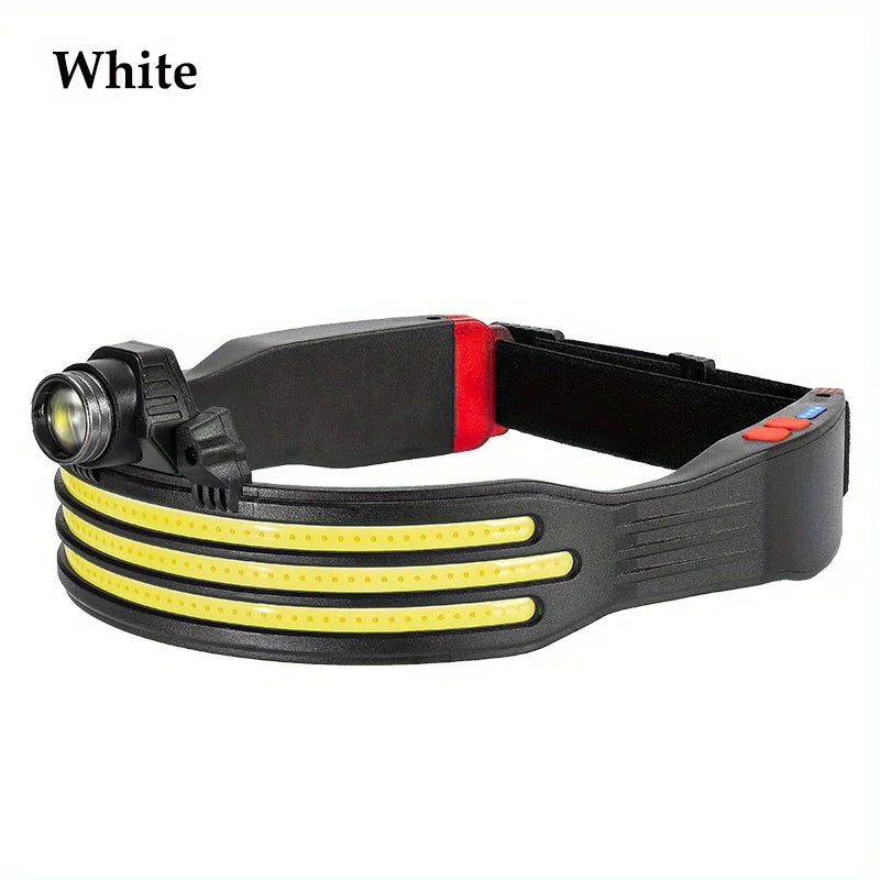 2023 New Trendy LED Headlamp Mini Multifunctional With Warning Headlight COB Outdoor Adventure Fishing Bright Light Flashlight-WAYBIKER