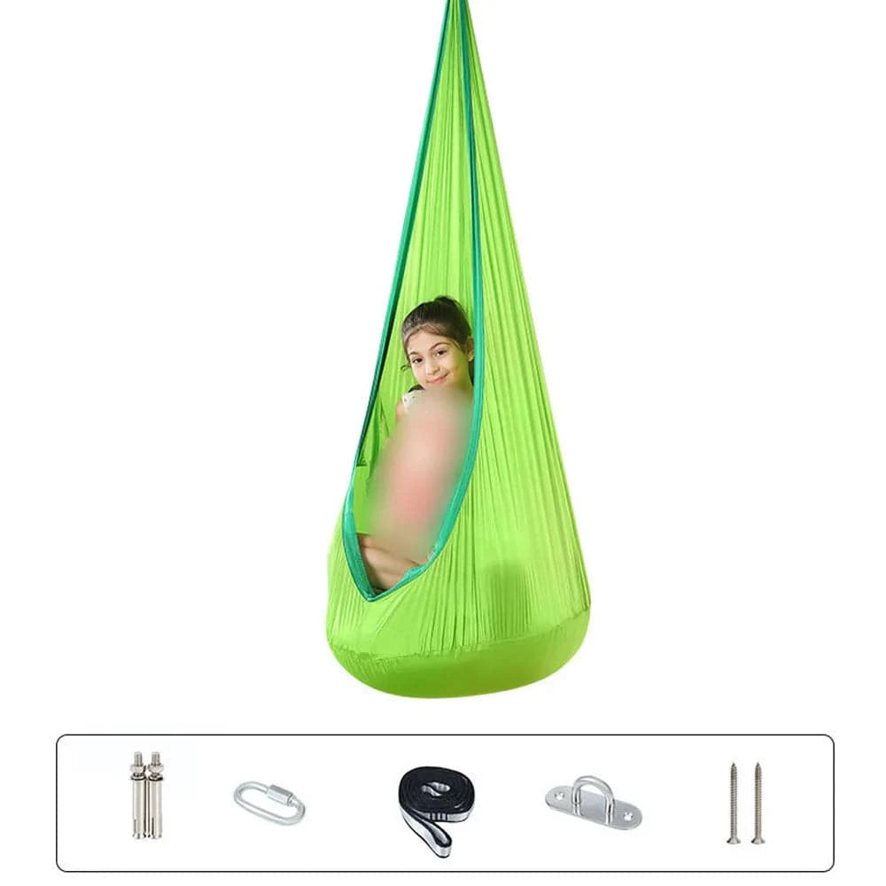 Hanging Pods Swing for Kids Hammock Chair Child Swing Hammock Chair with Inflatable Cushion for Indoor and Outdoor Use-WAYBIKER