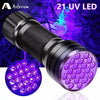 21 LED UV Ultraviolet Flashlight Blacklight 395NM Mini Torch Flash Lamp For Pet Urine Stains Portable Black Light Flashlights