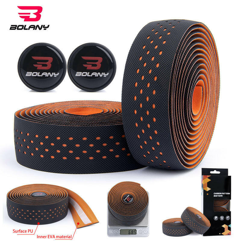 BOLANY Road Bike Punch Handlebar Tape Wrap Shockproof Anti-slip With Adhesive Back With Bar Plugs Bicycle Cycling Accessories