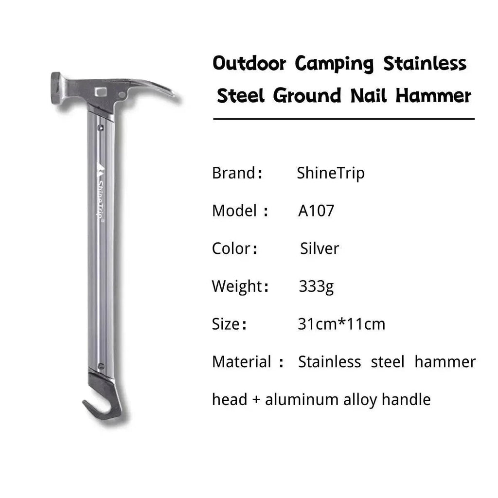 Shinetrip Camping Stainless Steel Hammers Outdoor Multifunctional Tools Camping Ultra-light Aluminium Ground Spike Hammer ﻿-WAYBIKER