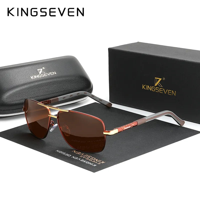 KINGSEVEN 2023 Aluminum Brand Pilot Polarized Sunglasses Men Women Fashion Frame Male Sun Glasses For Driving Oculos de sol-WAYBIKER