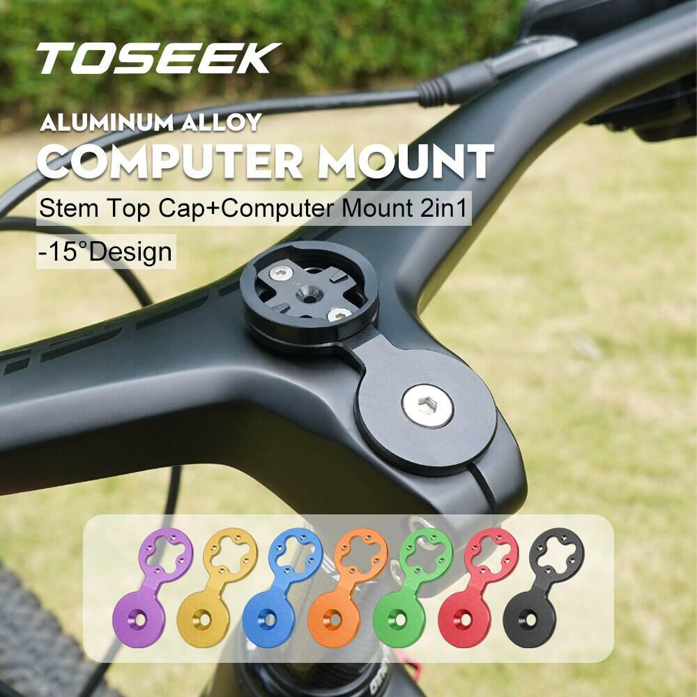 TOSEEK MTB Handlebar Integrated Headset Cap Cover With Computer Mount For Gramin Bryton Wahoo Bicycle Computer Accessories
