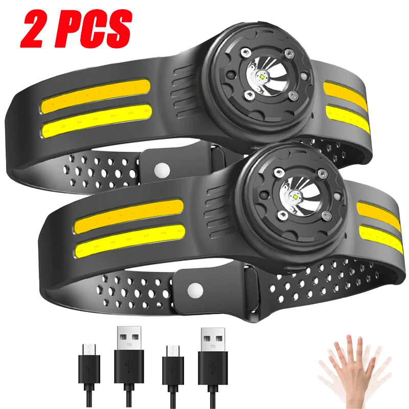 3000LM Rechargeable LED Sensor Headlamp XPE+COB Headlight Led Head Torch Camping Search Light Head Flashlight Fishing Lantern-WAYBIKER