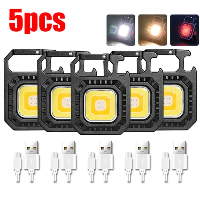 800LM Mini LED Flashlight USB C Rechargeable Keychain Light Multifunctional Work Light Outdoor Camping Lantern Fishing Torch-WAYBIKER