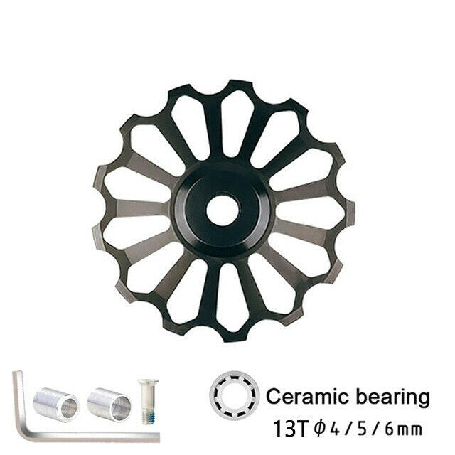 11T 13T 17T MTB Road Bike Rear Derailleur Jockey Wheel Ceramic Bearing Pulley CNC Guide Roller ldler 4mm5mm6mm For Shimano Sram-WAYBIKER