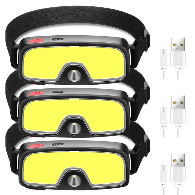 New Upgrade Portable LED Head Lamp Built-in 1200mah Battery COB Headlight USB-C Rechargeable Waterproof Torch Camping Flashlight-WAYBIKER
