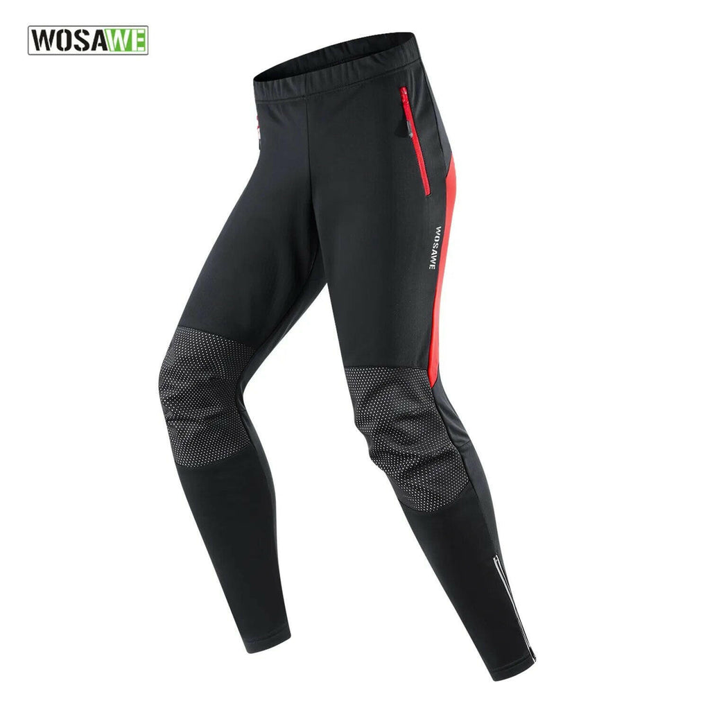WOSAWE Cycling Pants Men Winter Fleece Warm Pant Outdoor Casual Pants Long Bicycle Fishing Fitness Pants Reflective Trousers-WAYBIKER