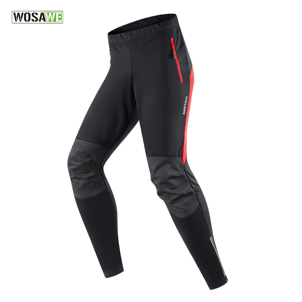 WOSAWE Cycling Pants Men Winter Fleece Warm Pant Outdoor Casual Pants Long Bicycle Fishing Fitness Pants Reflective Trousers