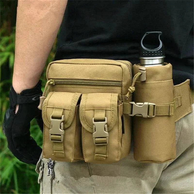 Tactical Men Waist Pack Nylon Hiking Water Bottle Phone Pouch Outdoor Sports Hunting Climbing Camping Belt Bag-WAYBIKER