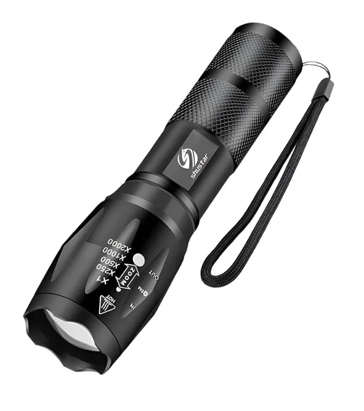 Shustar Led flashlight Ultra Bright torch L2/V6 Camping light 5 switch Mode waterproof Zoomable Bicycle Light  use 18650 battery-WAYBIKER