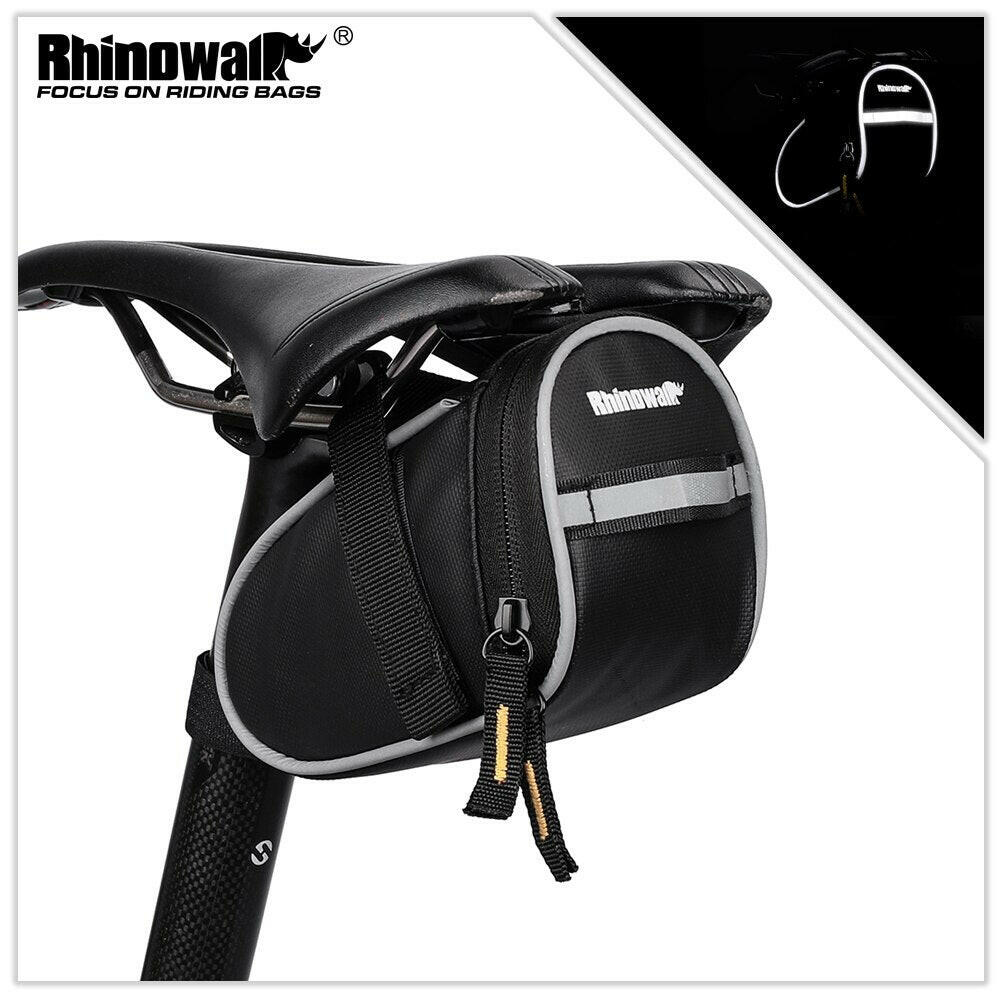 Rhinowalk Bike Saddle Bag 0.8L Small Waterproof Storage Black Tail Rear Pack Accessory Kit Tool Reflective MTB Road Bicycle Bag-WAYBIKER