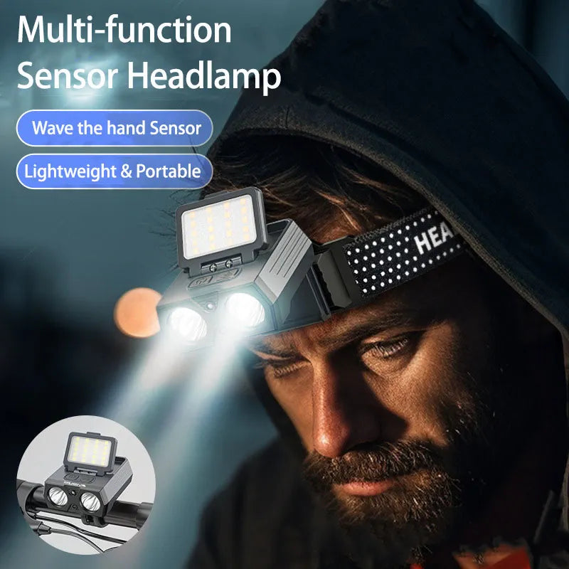 LED Induction Headlamp USB Charging Fishing Cap Clip Light Outdoor Camping Lighting Emergency Work Head Flashlight Cycling Lamp-WAYBIKER