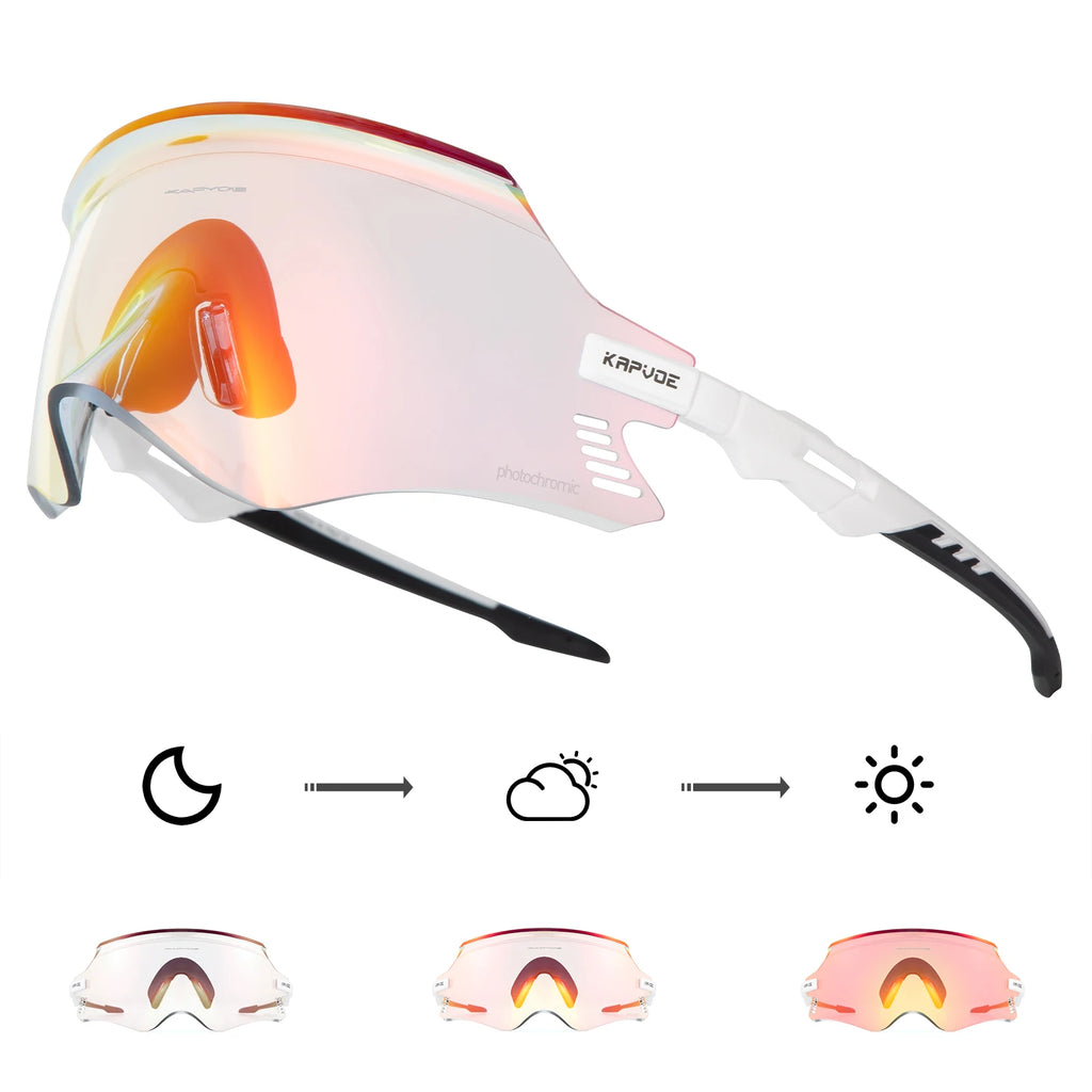 Kapvoe-Photochromic Sports Sunglasses for Man Road MTB Bicycle Glasses Riding Goggle Sports Eyewear Bike Women Cycling Glasses