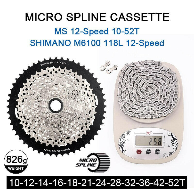 MTB 12s Micro Spline Cassette 12 Speed  Bike Freewheel 10-50T/52T for Microspline Freehub,M9100 M8100 M7100-WAYBIKER
