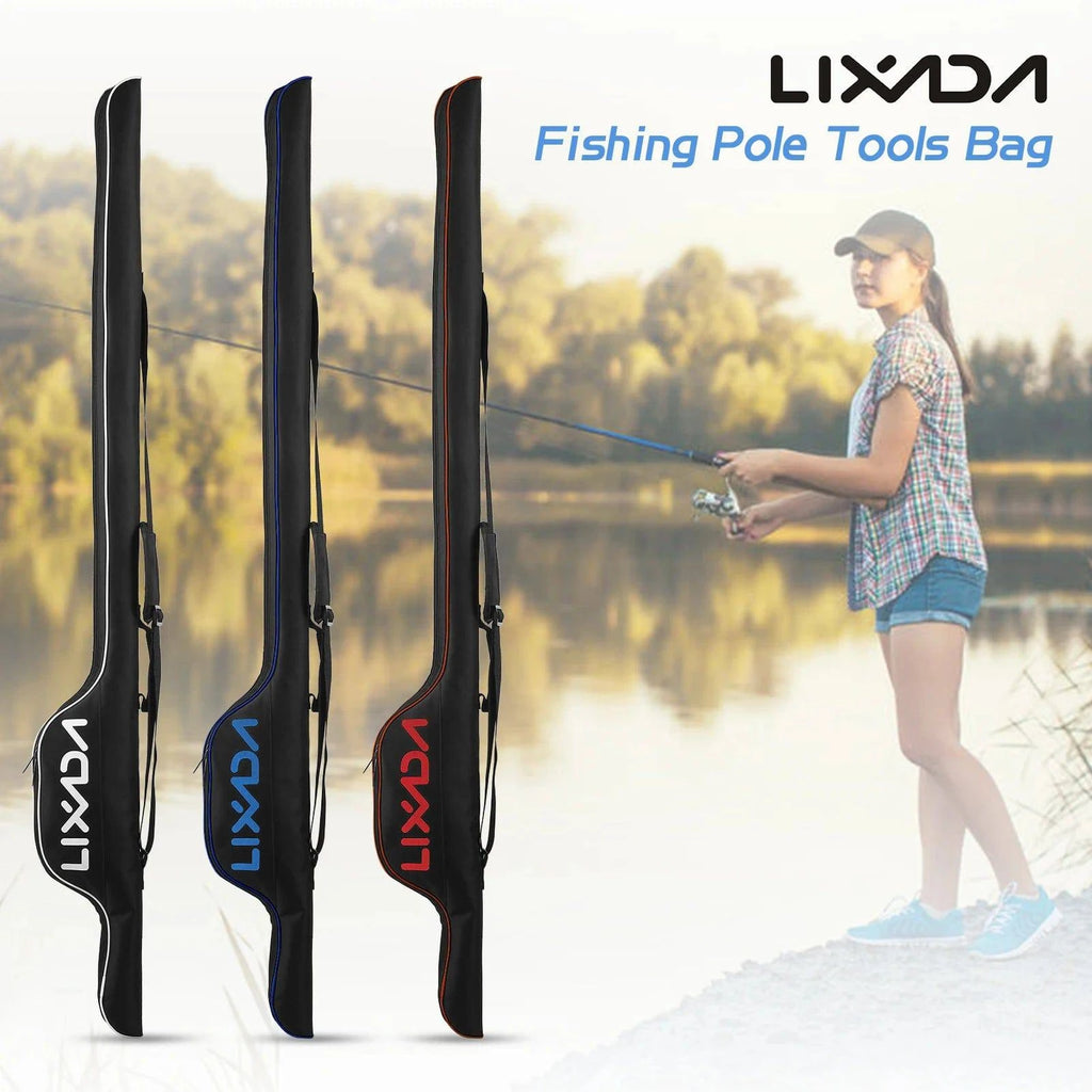 Lixada 63'' Fishing Pole Bag Portable Fishing Rod Case Folding Fishing Pole Holder Large Capacity Rod Tackle Storage Bag-WAYBIKER