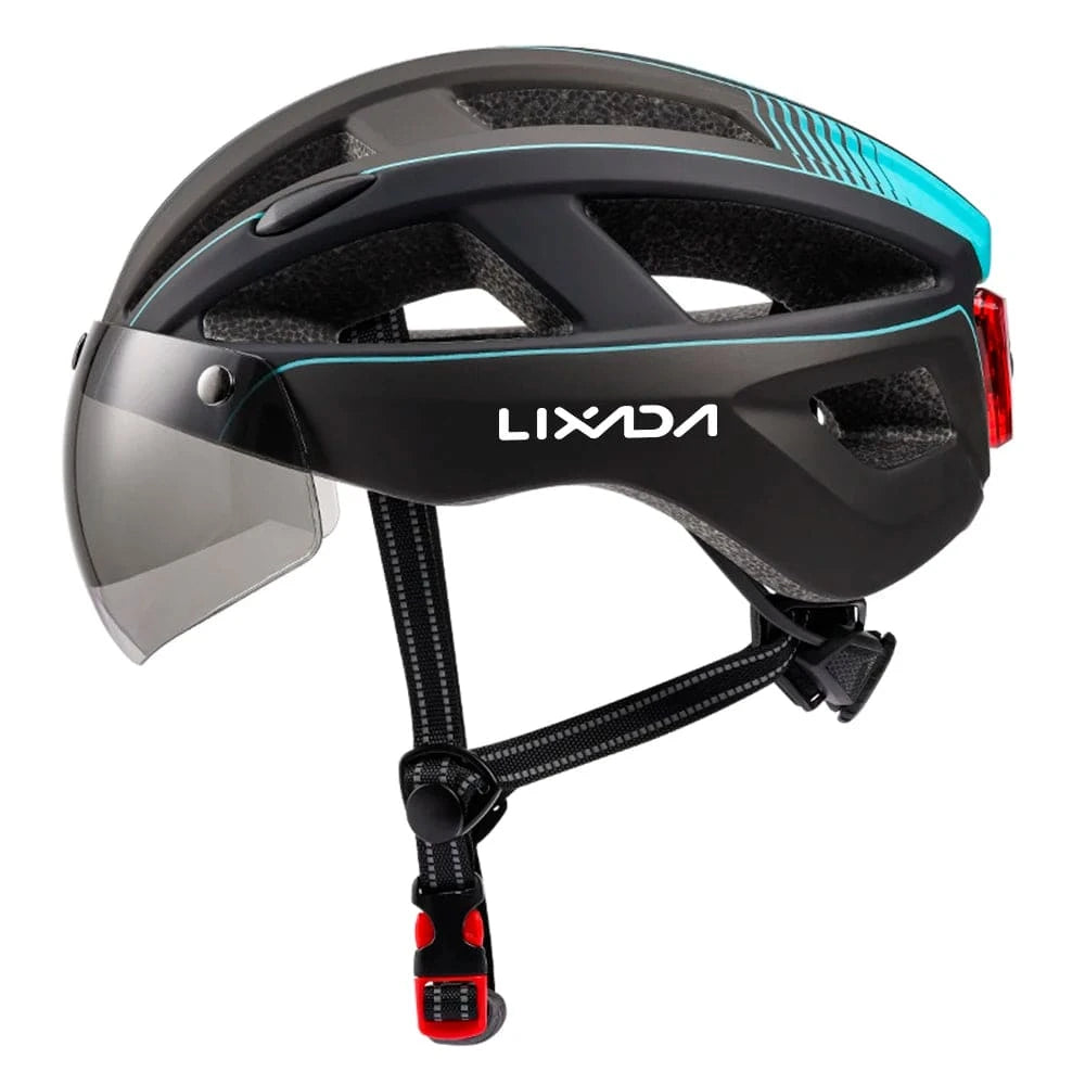 Mountain Bike Helmet One-piece Structure Cycling Helmets with Detachable Magnetic Goggles and USB Rechargeable Rear Light-WAYBIKER