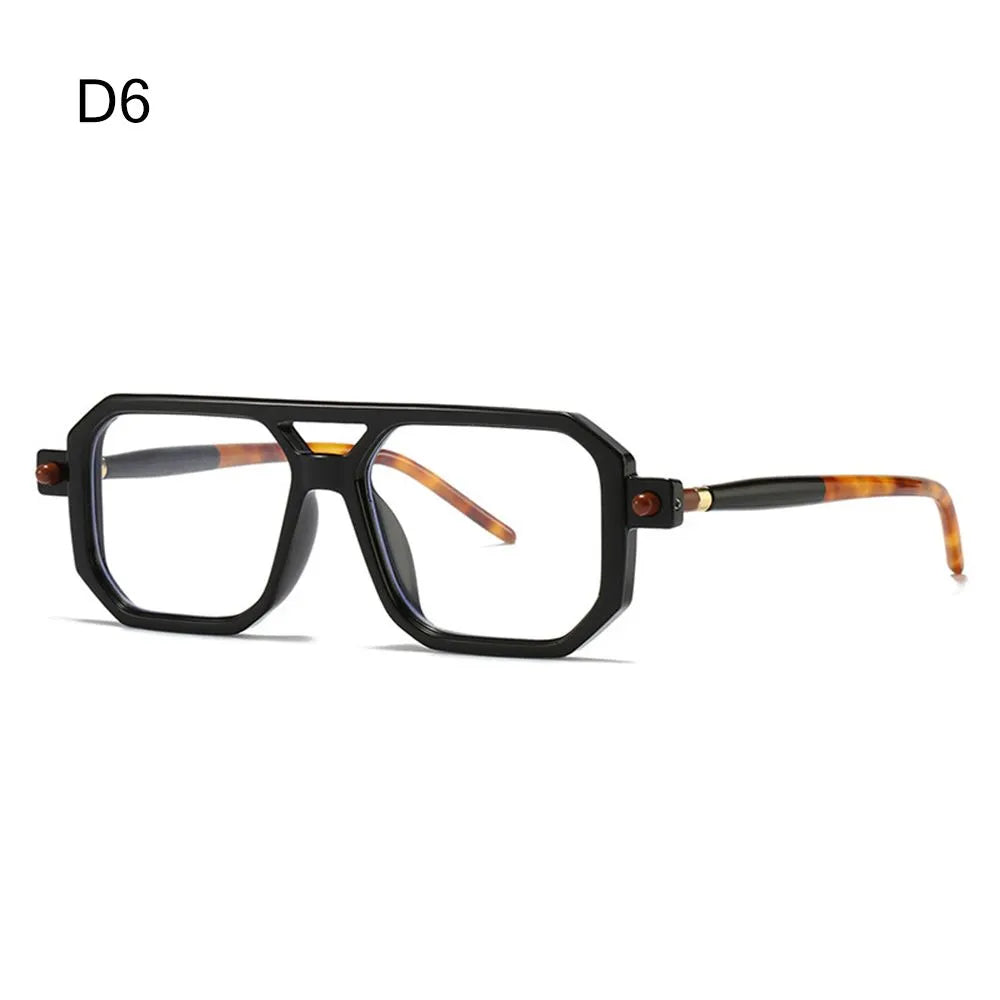 Fashion Leopard Sun Glasses UV400 Eyewear Sunglasses Double Bridge Women's Sunglasses Street Wear Shades Men's Shades-WAYBIKER