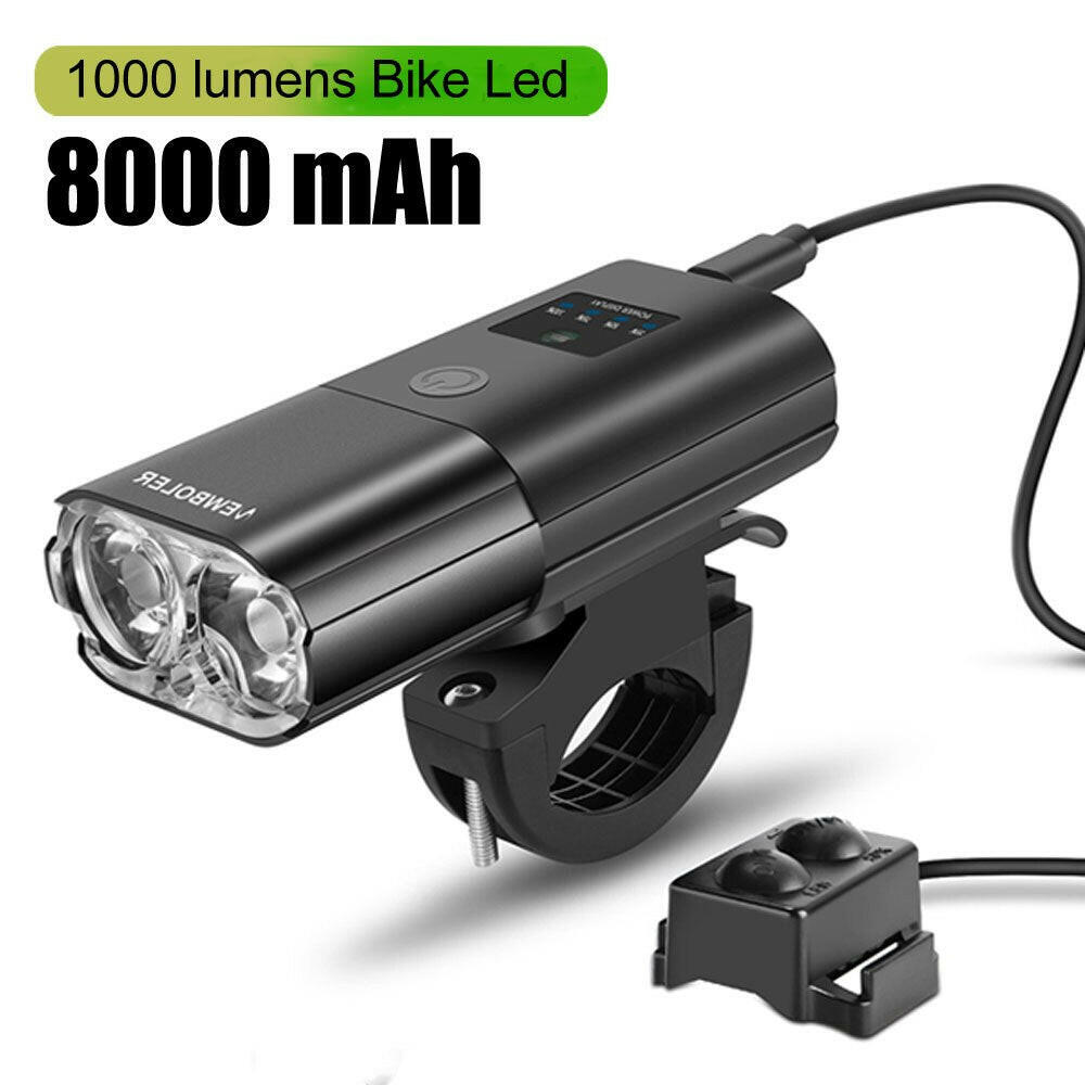 Bicycle Light 1000Lumen 4000mAh Bike Headlight Power Bank Flashlight Handlebar USB Charging MTB Road Cycling Highlight